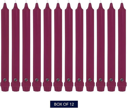 Colonial Candle Unscented Taper Candle, Classic Collection, Mulberry, 10 In, Pack of 12 - Up to 8