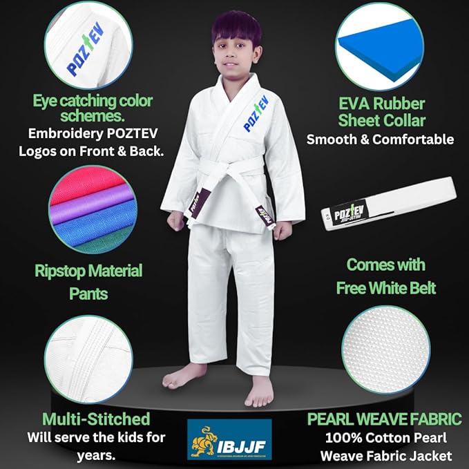 Kids Brazilian Jiu Jitsu Gi For Kids BJJ Gi Youth Grappling Kimonos Preshrunk Lightweight Martial