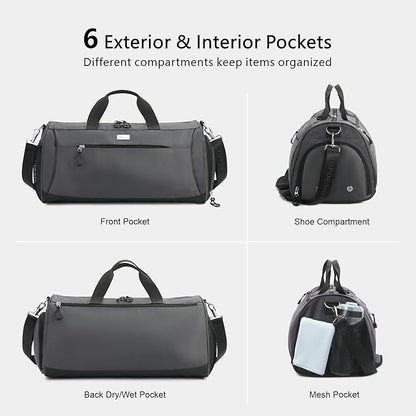TOPDesign Gym Bag for Women & Men, Unisex Duffel Bag with Shoe Compartment & Wet Pocket for Travel