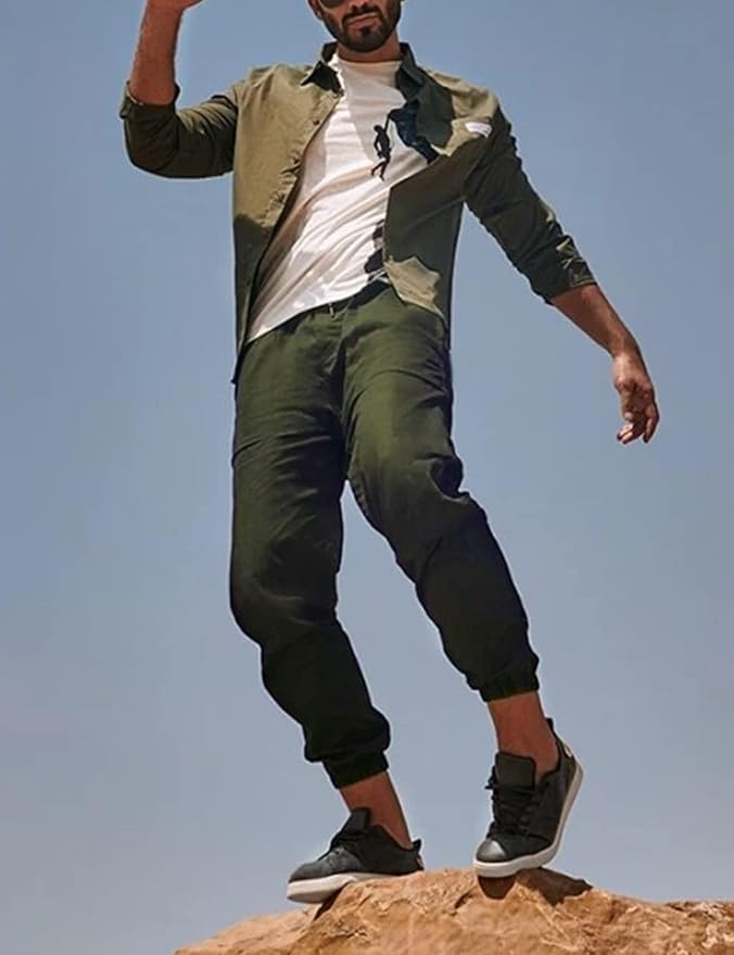 Men Joggers Chino Cargo Pants Hiking Outdoor Recreation Pants Twill Fitness Track Jogging Pants