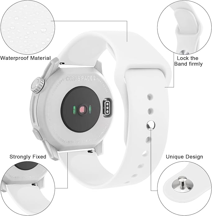 Amzpas Silicone Band for Coros PACE 2/ APEX 42mm/ APEX 2, 20mm Quick-Release Replacement Wristband