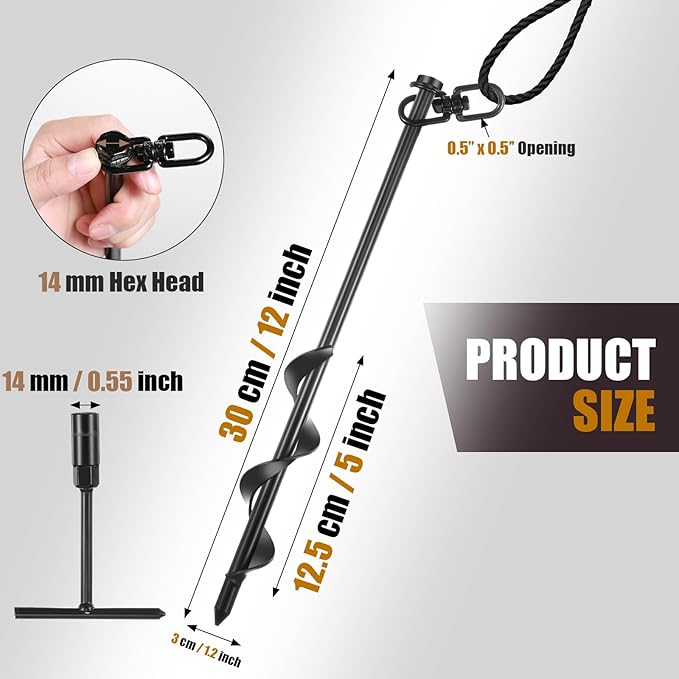 Reginary Ground Anchors Screw in Tent Stakes Heavy Duty Trampoline Anchors High Wind for Camping