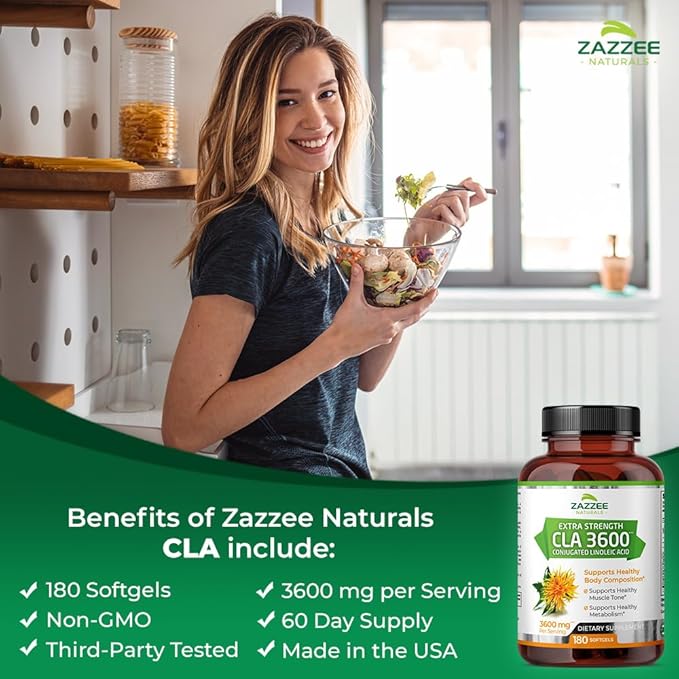 Zazzee High Potency CLA 3600, 180 Softgels, 3600 mg per Serving, Conjugated Linoleic Acid from