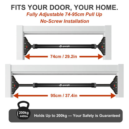 PURRGRIT Adjustable Doorway Pull Up Bar No-Screw 440lbs