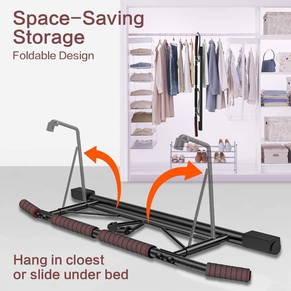 AmazeFan Pull Up Bar, Doorway Mount with Ergonomic Grip - Fitness Chin-Up Frame for Home Gym