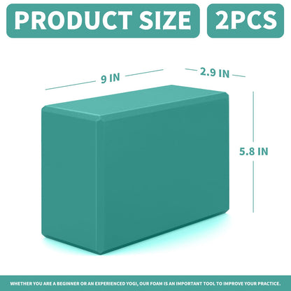 Yoga Blocks 2 Pack, 9x6x3in Pilates Block, Non-Slip Foam Brick for Exercise