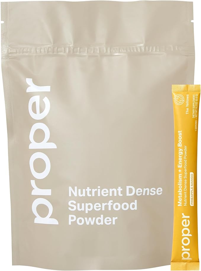 Proper, The Yellows Metabolism and Energy Boost, Sugar Free Energy Drink Powder with 100mg