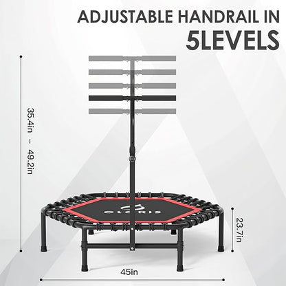 CLORIS 45'' Rebounder Trampoline for Adults - Max Load 450lbs, Mini Trampoline with Adjustable Foam
