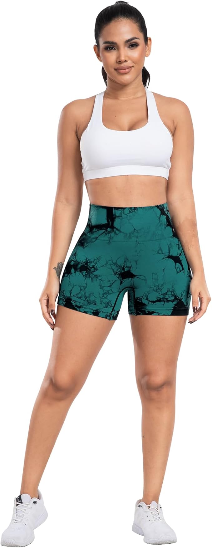CHRLEISURE Women's 4 Packs Workout Gym Shorts, High Waisted Butt Lifting Scrunch Butt Seamless