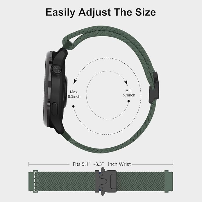 Braided Bands Compatible with Garmin Vivoactive 6/5/3/Venu 2 Plus/Forerunner 165/55/645/245 Music