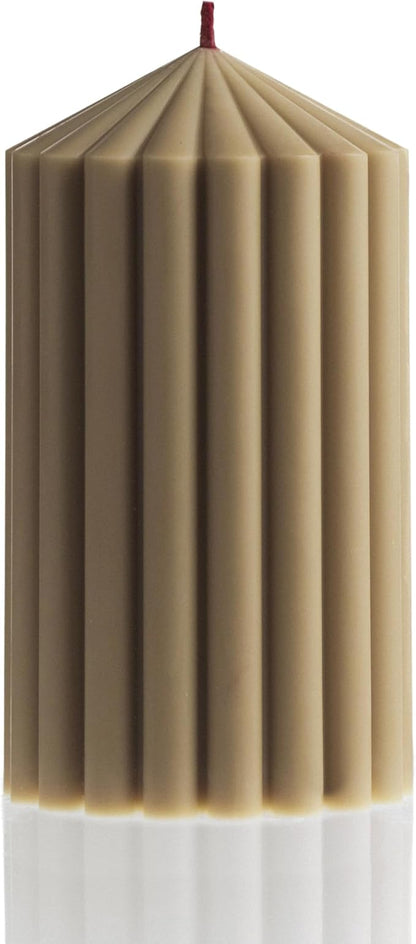 LAWA Ribbed Peak Pillar Candle - Large Beautiful Handmade Pillar Scented Soy Wax Candle Elegant