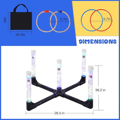 YEEA LED Ring Toss Game for Kids, Adults | Glow in The Dark LED Outdoor Yard Games | Perfect for