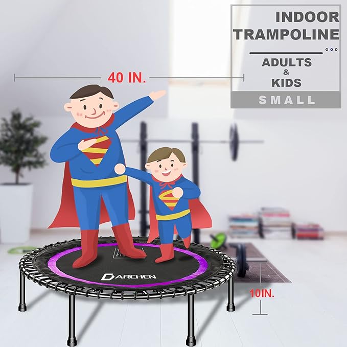 DARCHEN 450 lbs Mini Trampoline for Adults, Indoor Small Rebounder Exercise Trampoline for Workout