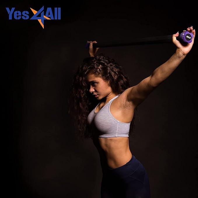 Yes4All Total Body Workout Weighted Bar, Resistance Band Bar, Racks for Strength Training, Exercise