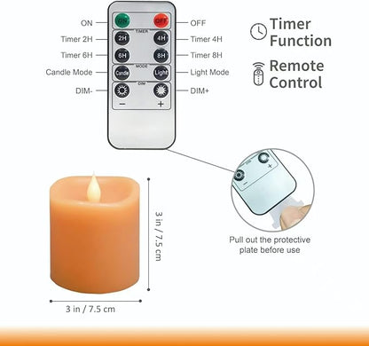 Fall Flameless LED Candles 3 inch Diameter Real Wax 2AA Battery Operated 600hr+ Flickering Candles
