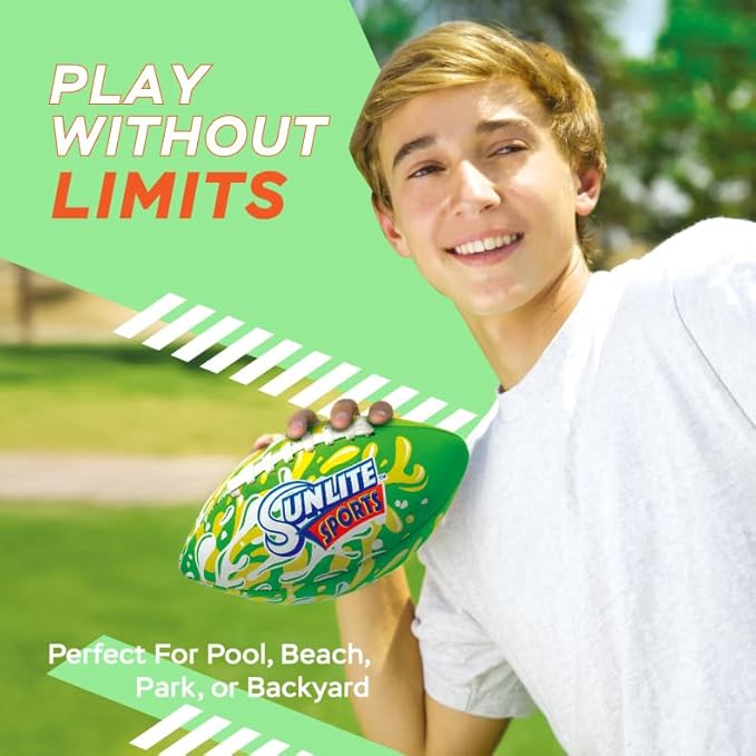 Sunlite Sports Waterproof Football for Lawn Backyard Pool Beach Lake Park Water Toy, Outdoor Play