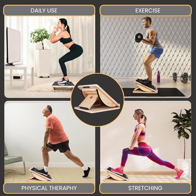 2-in-1 Fitness Slant Board for Calf Stretching Adjustable Incline Board for Mobility, Rehab, Yoga