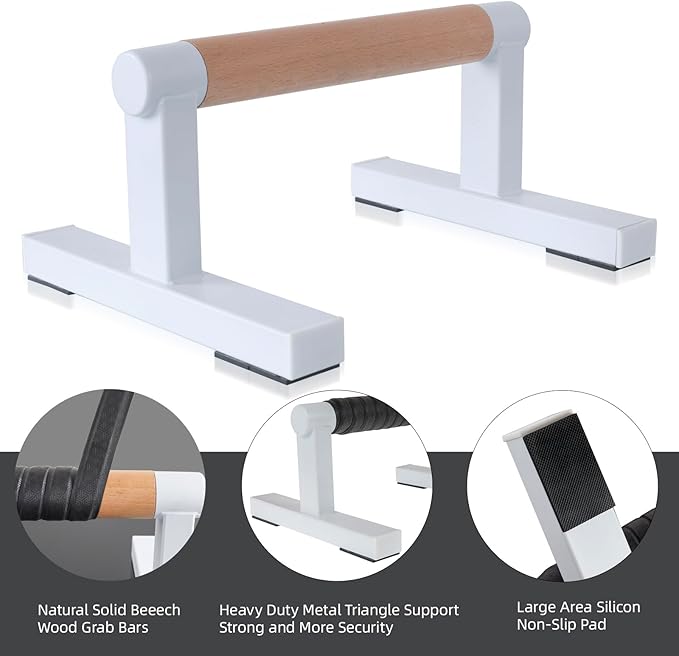 1 Pair Wooden Parallettes Push Up Bars for Men, Strength Training Pushup Stands Handles for Home