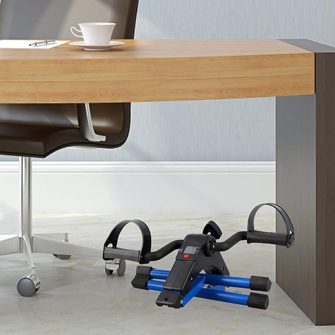 Folding Pedal Exerciser, Mini Under Desk Bike - Portable Foot Hand Cycle Peddler Machine Bicycle