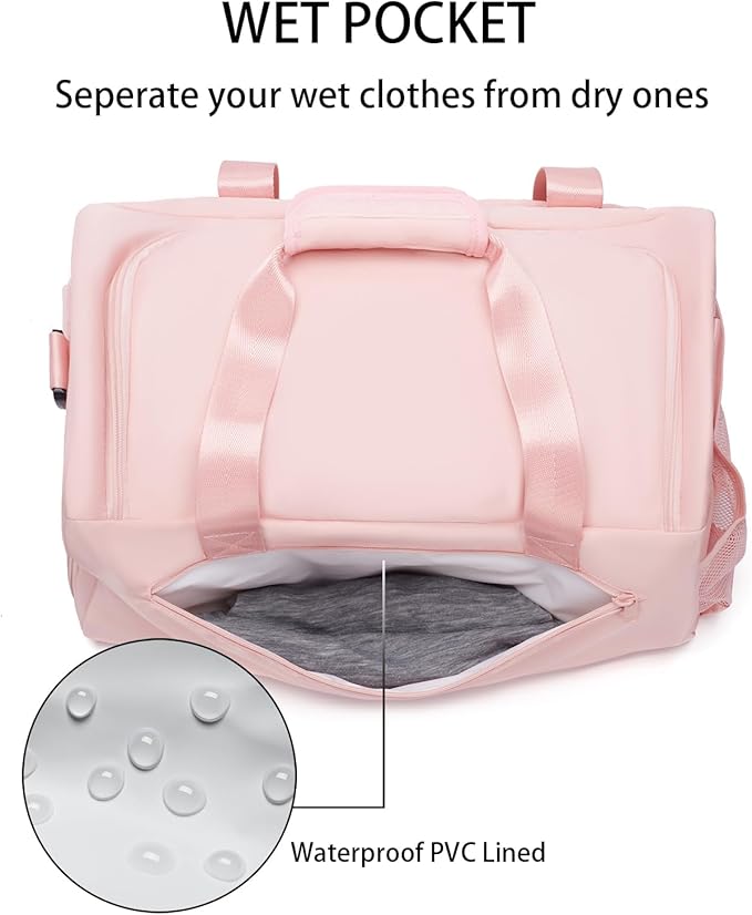 Gym Bag for Men Women, Small Fitness Workout Sports Bag with Wet Pocket & Shoes Compartment, Water