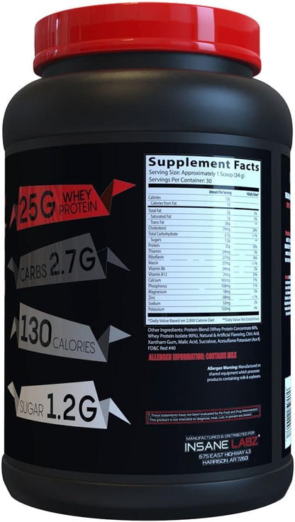 Insane Labz Insane Whey,100% Muscle Building Whey Protein, BCAA Amino Profile, Mass Gainer, Meal