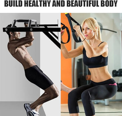 ptlsy Wall Mounted Pull Up Bar Multifunctional with Multi-grip Chin Up Bar Heavy Duty Dip Station