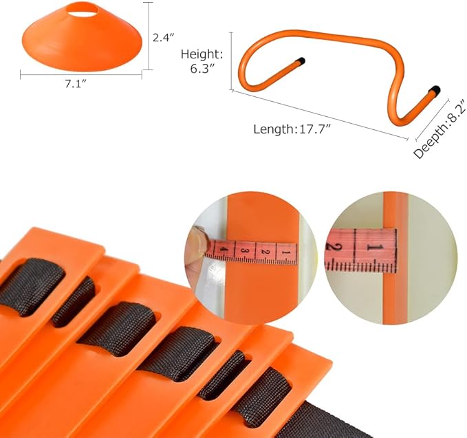 TNZMART Agility Ladder and Disc Cones Training Set Adjustable Rungs Training Ladder with 10 Plastic