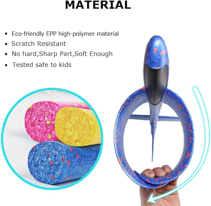 BooTaa 2 Pack Airplane Toys, 17.5" Large Throwing Foam Plane, 2 Flight Mode Glider, Flying Toy for