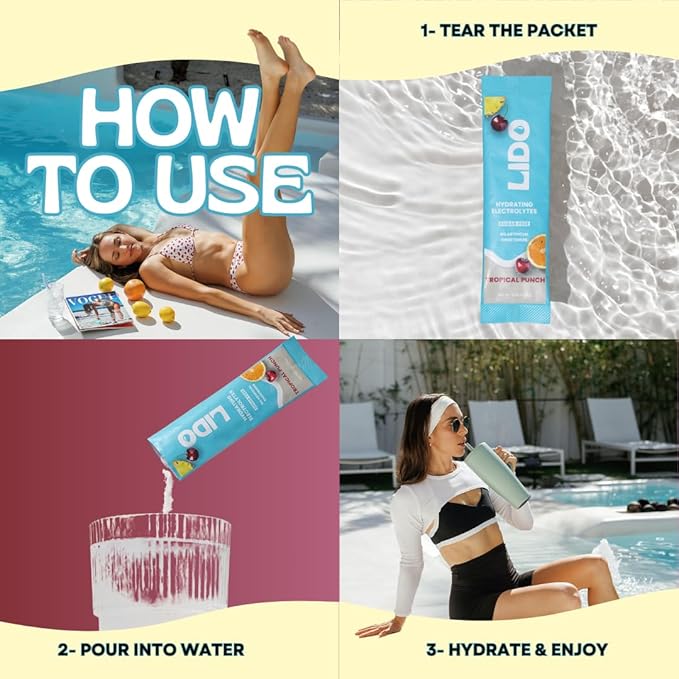 LIDO Tropical Punch Electrolyte Powder Packets — Clean, Zero-Sugar Hydration Drink Mix with