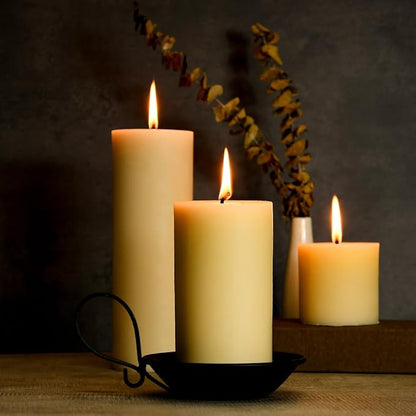 3"x 3" Beeswax Pillar Candle, Made of Pure Natural Beeswax, with Ultra Long Burning Time and Low