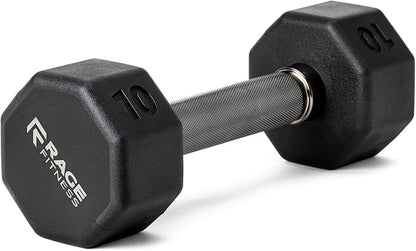 Rubber Coated Dumbbells - No Roll Design Easy-Grip Steel Knurled Handle, Weights Dumbbells Set for