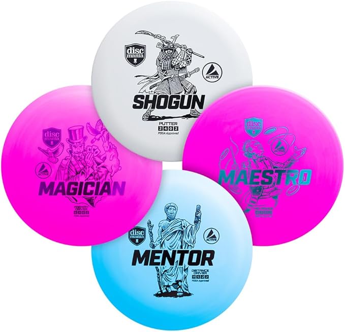 Discmania Disc Golf Starter Kit (4 Pack) | Active Line Beginner Disc Golf Set | Shogun, Maestro
