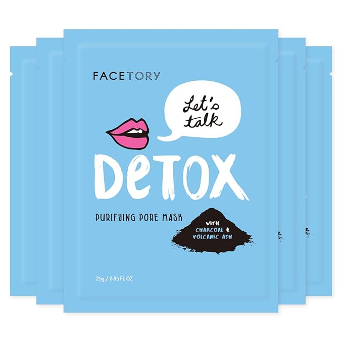 FACETORY K Beauty Face Mask Skin Care - LET'S TALK DETOX PURIFYING Sheet Mask with Charcoal &