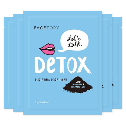 FACETORY K Beauty Face Mask Skin Care - LET'S TALK DETOX PURIFYING Sheet Mask with Charcoal &