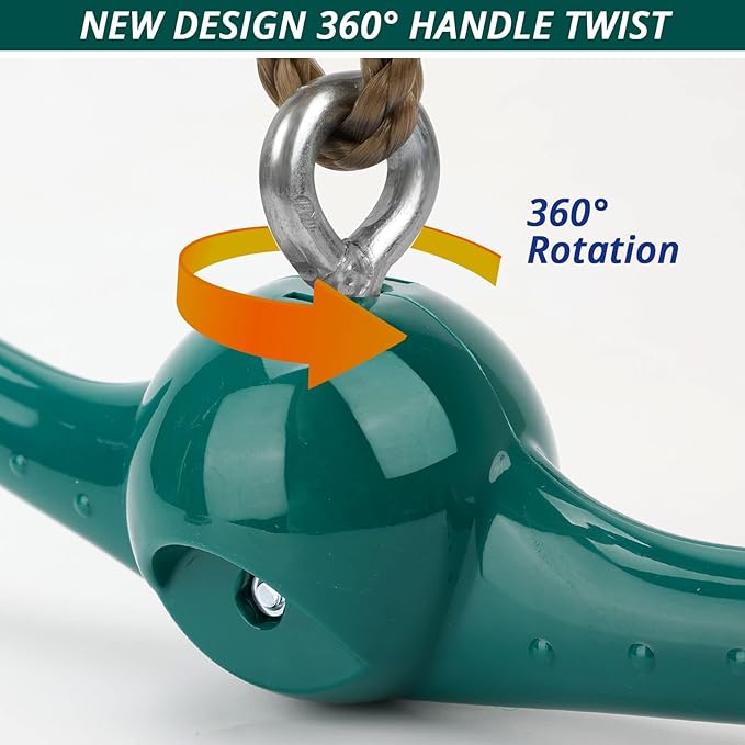 Swing Spins Set: 360° Handle Twist-Spin Flips Toy - Slackline Attachments Activate Play Powers