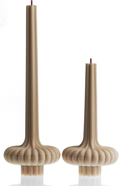 LAWA Set of 2 Pumpkin Base Candle - Beautiful Handmade Pillar Unscented Soy Wax Elegant Aesthetic