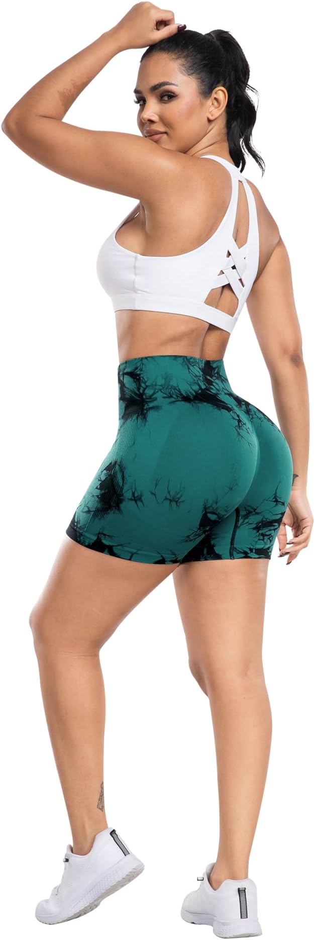 CHRLEISURE Women's 4 Packs Workout Gym Shorts, High Waisted Butt Lifting Scrunch Butt Seamless