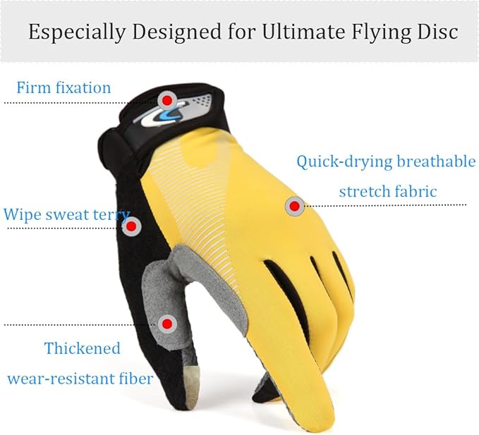 Ultimate Flying disc Gloves Ultimate Grip and Disc Gloves Breathable Non-Slip Sport Cycling Golf