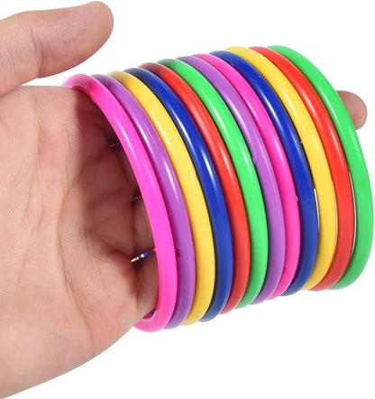 OBTANIM 24 Pcs Plastic 3 Inch Ring Toss Game for Kids and Outdoor Toss Rings for Speed and Agility