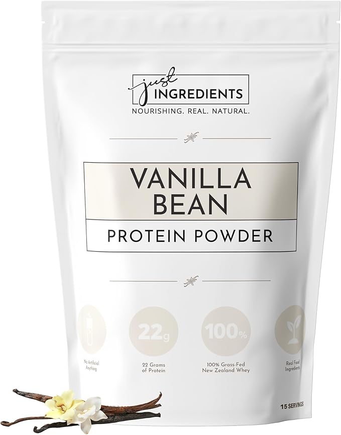 JUST INGREDIENTS Protein Powder | Vanilla Protein Powder Made with 100% Grass Fed, Non Denatured