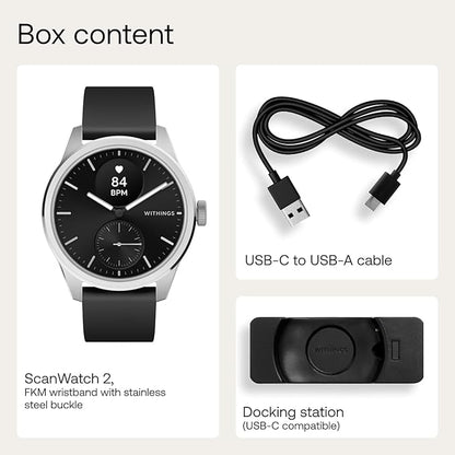Withings ScanWatch 2 - Hybrid Smart Watch, Heart Rate Monitoring, Fitness Tracker, Cycle Tracker