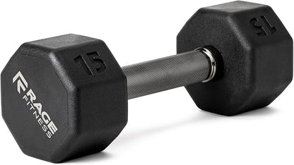 Rubber Coated Dumbbells - No Roll Design Easy-Grip Steel Knurled Handle, Weights Dumbbells Set for