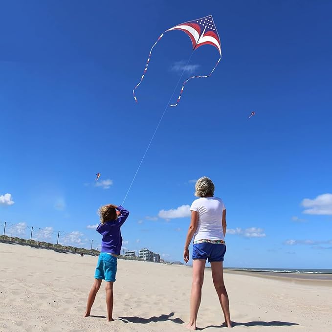 Mint's Colorful Life 60'' Delta Kite With 7.1in Reel Winder, Easy Flying & String Spool for Kids &