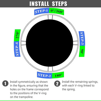 Trampoline Mat, Dia:80", Fits 8FT Round Frame, with 48 V-Rings and Spring Tool, Replacement Jumping