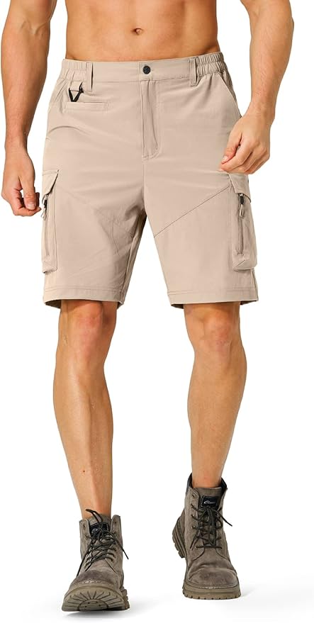 Men's Hiking Cargo Shorts Quick Dry Lightweight Travel Shorts with Multi Pockets for Fishing