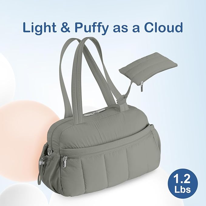 TOPDesign Travel Duffel Bag for Women, Puffer Gym Bag Sports Tote with Wet Pocket, Carry On
