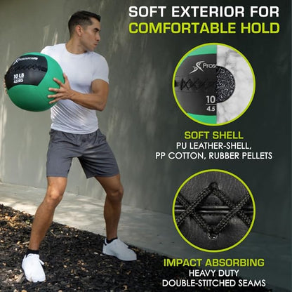 ProsourceFit Soft Medicine Balls, Wall Balls and Full Body Dynamic Exercises, Color-Coded Weights: