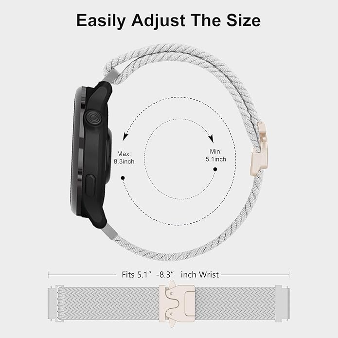Braided Bands Compatible with Garmin Vivoactive 6/5/3/Venu 2 Plus/Forerunner 165/55/645/245 Music