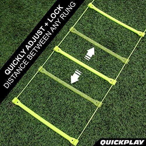 QuickPlay PRO No Tangle Agility Ladder with Quick Lock Adjustable Flat Rungs + Carry Bag (11-Rung)