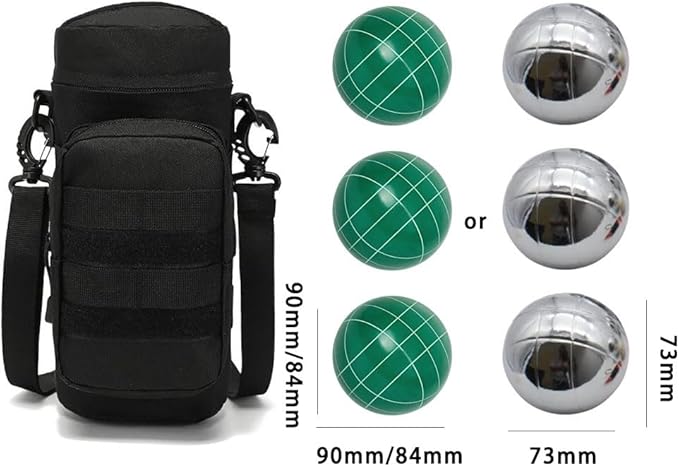 Bocce Ball Bag for 90mm 84mm 73mm 3 Bocce Game,Multifunctional, Zip Design, Powerful. Size: 27 x 12